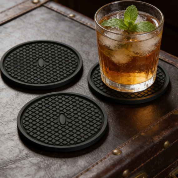 Silicone Coasters, 3-Pack, thickened deep groove design, heat-resistant and non-slip, washable, suitable for tabletops and kitchens