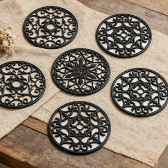 Multifunctional Silicone Heat Insulation Mats, 6-Pack, can be used as coasters or pot holders, non-slip and heat-resistant, suitable for kitchen and dining table