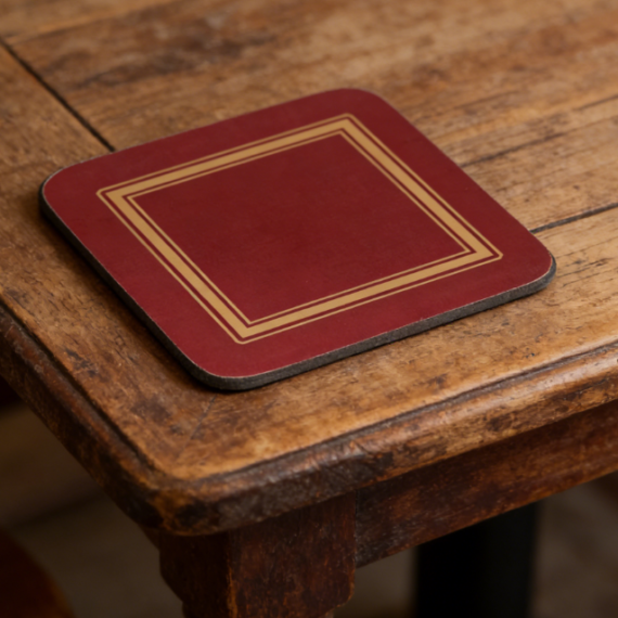 Cork-Backed Square Coasters, 4-Pack, stain-resistant coating on the surface, heat-resistant and stain-resistant, suitable for dining tables and coffee tables