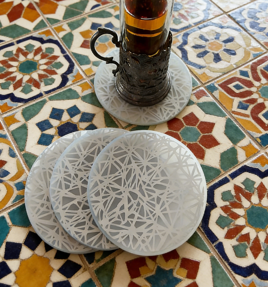 Eco-friendly Silicone Round Coasters, 4-Pack, plastic-free design, waterproof and non-slip, tabletop protection mat