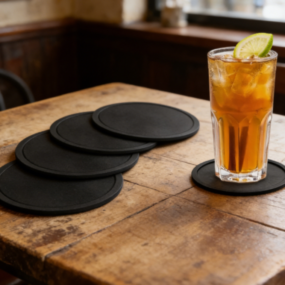 Round Silicone Coasters, 4-Pack, thickened non-slip design, simple style, suitable for home and office desks