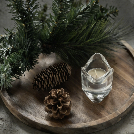 Round Wooden Decorative Tray | Candle Display Tray | Wooden Tray for Coffee Table and Home Decor