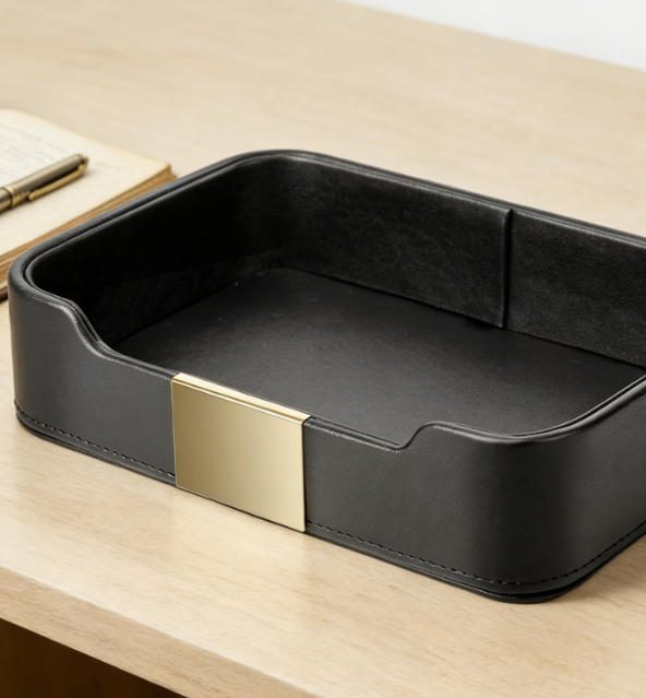 Leather Desktop Storage Tray | Entryway Key, Wallet, and Jewelry Organizer Tray | Decorative Storage Tray - Image 2