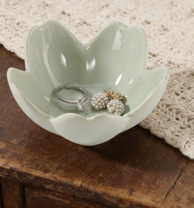 Flower Ring Storage Dish | Ceramic Jewelry Tray | Key and Sundries Decorative Small Dish