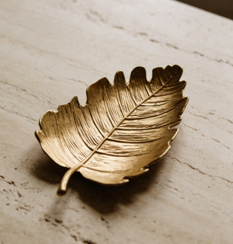 Leaf-shaped Jewelry Tray | Gold Decorative Storage Tray | Ring and Necklace Display Tray