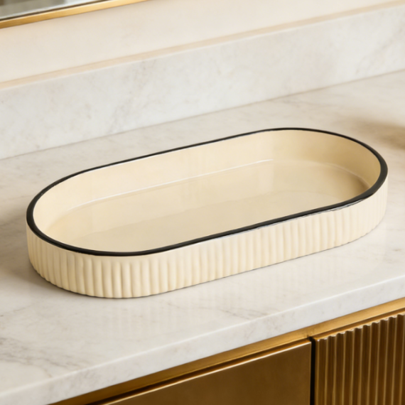 Handmade Ceramic Decorative Tray | Wavy Edge Design | Tray for Home Storage and Decoration