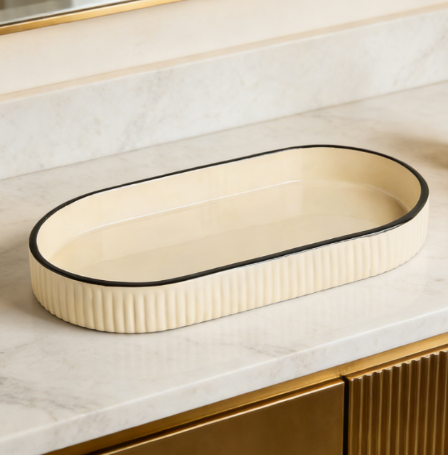 Handmade Ceramic Decorative Tray | Wavy Edge Design | Tray for Home Storage and Decoration