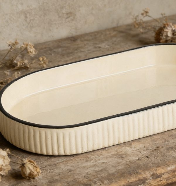 Handmade Ceramic Decorative Tray | Wavy Edge Design | Tray for Home Storage and Decoration - Image 2