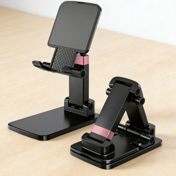 Desktop Phone Stand, Adjustable Height and Angle Design, Non-Slip Base, Compact and Portable