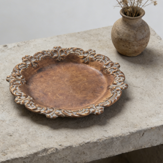 Vintage Round Jewelry Tray | Metal Decorative Ring Storage Trays | Vanity Table Decor