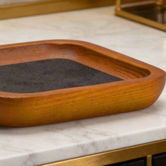 Solid Wood Jewelry Display Tray | Ring, Earring, and Necklace Storage Tray | Desktop Organizer Tray