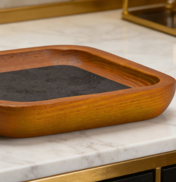 Solid Wood Jewelry Display Tray | Ring, Earring, and Necklace Storage Tray | Desktop Organizer Tray