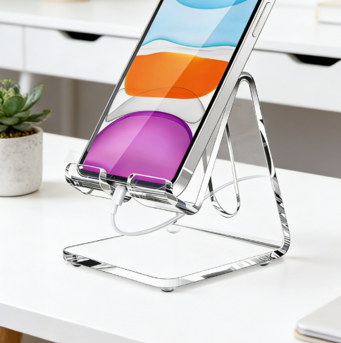 Transparent Acrylic Phone Stand, Lightweight and Portable Desktop Phone Holder, Suitable for Phones, Tablets, Game Consoles, and other devices
